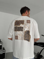 White Oversize T-Shirt with Woven Back Detail SW-5126