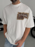 White Oversize T-Shirt with Woven Back Detail SW-5126
