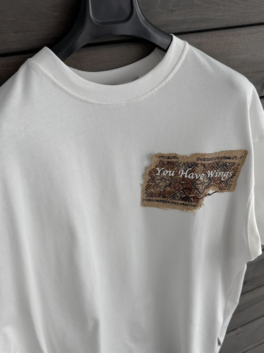 White Oversize T-Shirt with Woven Back Detail SW-5126