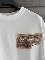 White Oversize T-Shirt with Woven Back Detail SW-5126