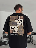 Black Oversize T-Shirt with Woven Back Detail SW-5126