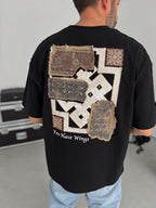 Black Oversize T-Shirt with Woven Back Detail SW-5126