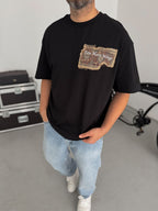 Black Oversize T-Shirt with Woven Back Detail SW-5126