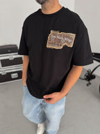 Black Oversize T-Shirt with Woven Back Detail SW-5126