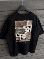 Black Oversize T-Shirt with Woven Back Detail SW-5126