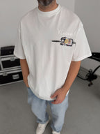 White Vincent Embroidered Oversize T-Shirt SW-5073