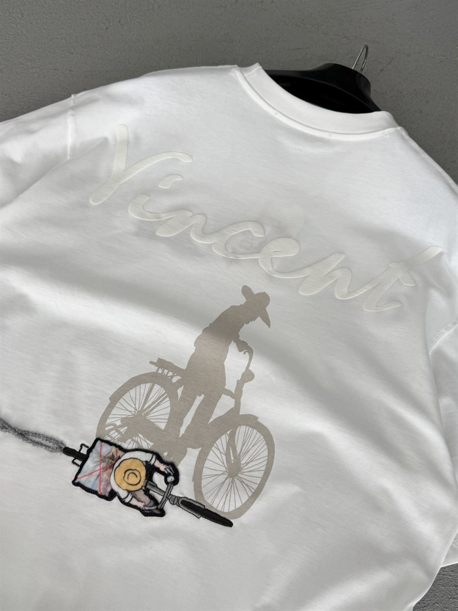 White Vincent Embroidered Oversize T-Shirt SW-5073