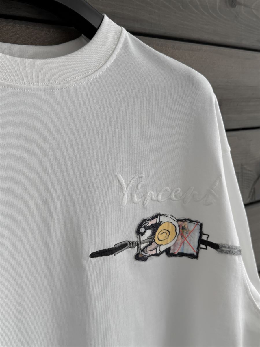 White Vincent Embroidered Oversize T-Shirt SW-5073