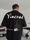 Black Vincent Embroidered Oversize T-Shirt SW-5073