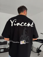 Black Vincent Embroidered Oversize T-Shirt SW-5073