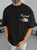 Black Vincent Embroidered Oversize T-Shirt SW-5073