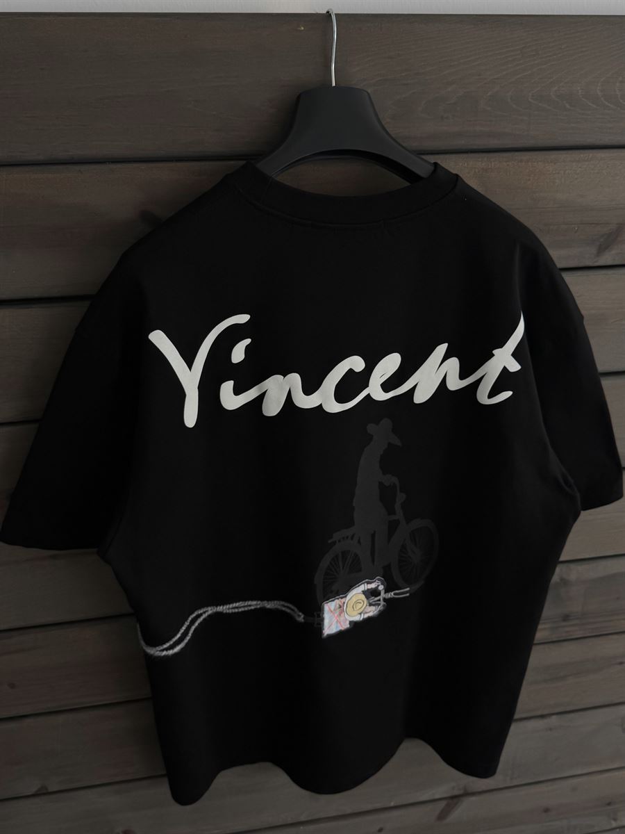 Black Vincent Embroidered Oversize T-Shirt SW-5073