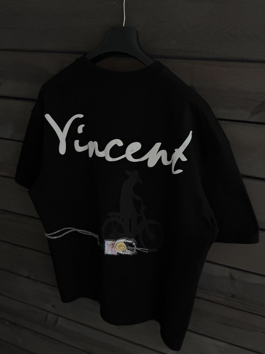 Black Vincent Embroidered Oversize T-Shirt SW-5073