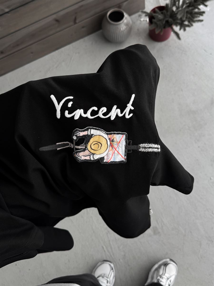 Black Vincent Embroidered Oversize T-Shirt SW-5073