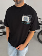 Black Oversize T-Shirt with Back Motif Patch SW-5075