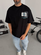 Black Oversize T-Shirt with Back Motif Patch SW-5075