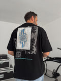 Black Oversize T-Shirt with Back Motif Patch SW-5075