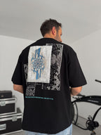 Black Oversize T-Shirt with Back Motif Patch SW-5075