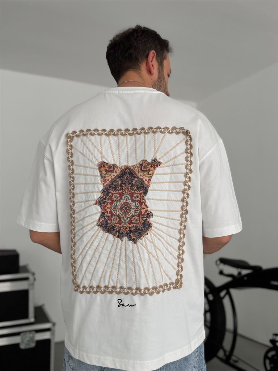 White Back Knitted Framed Oversize T-Shirt SW-5063
