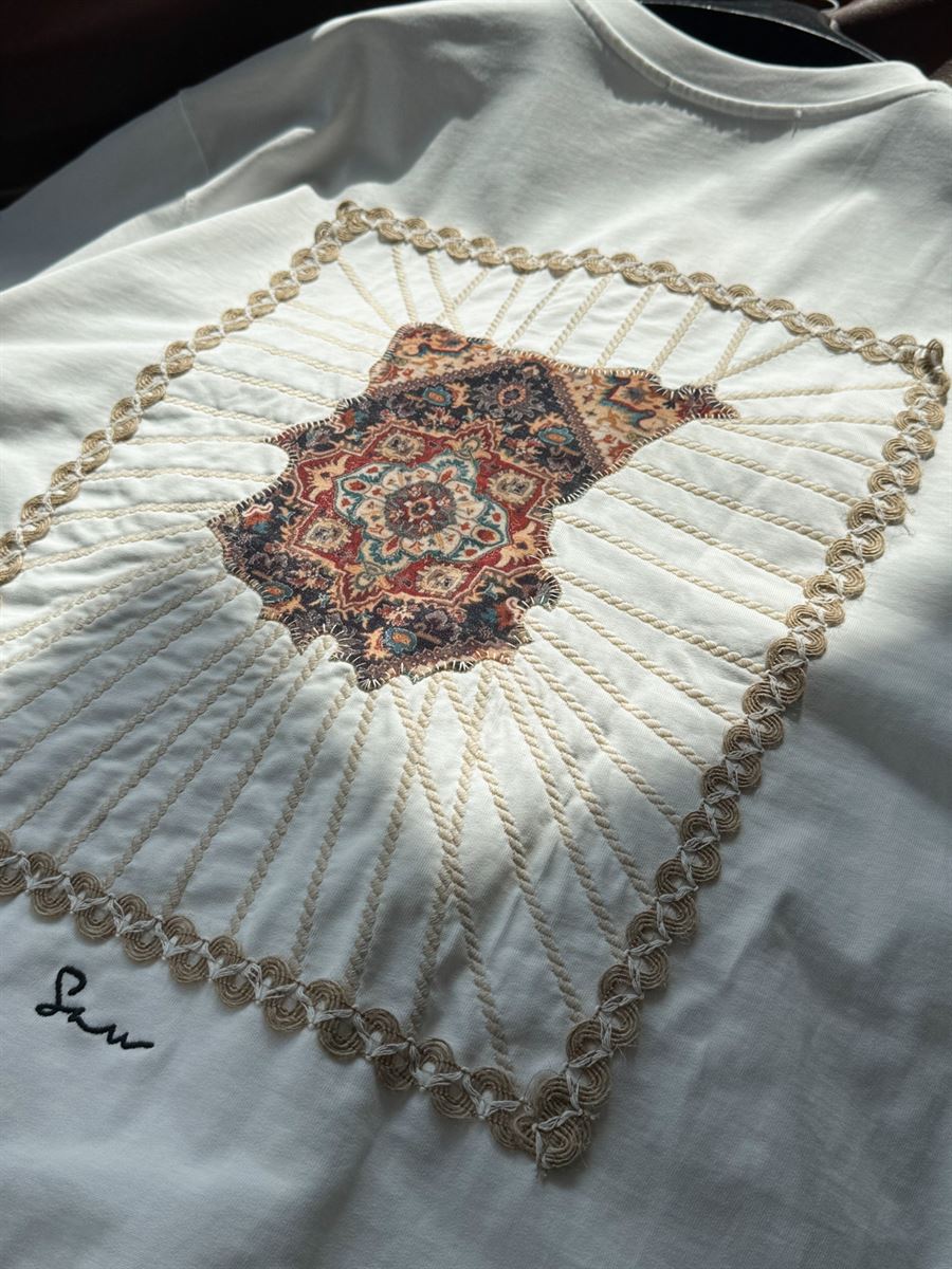 White Back Knitted Framed Oversize T-Shirt SW-5063