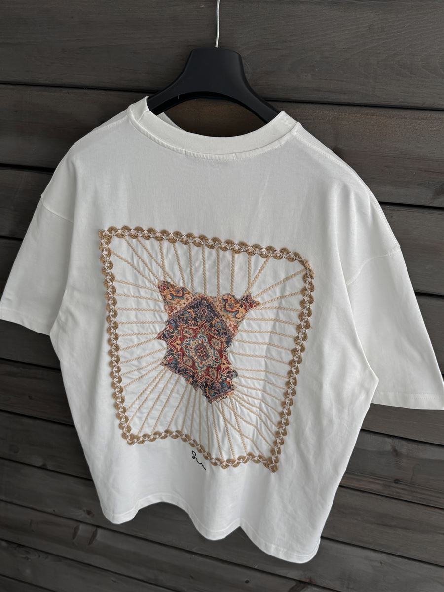 White Back Knitted Framed Oversize T-Shirt SW-5063