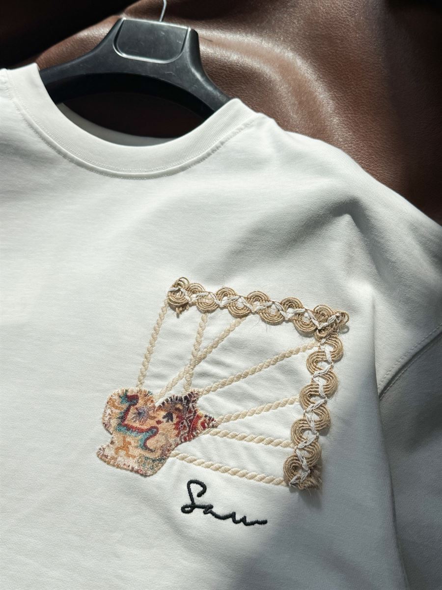 White Back Knitted Framed Oversize T-Shirt SW-5063