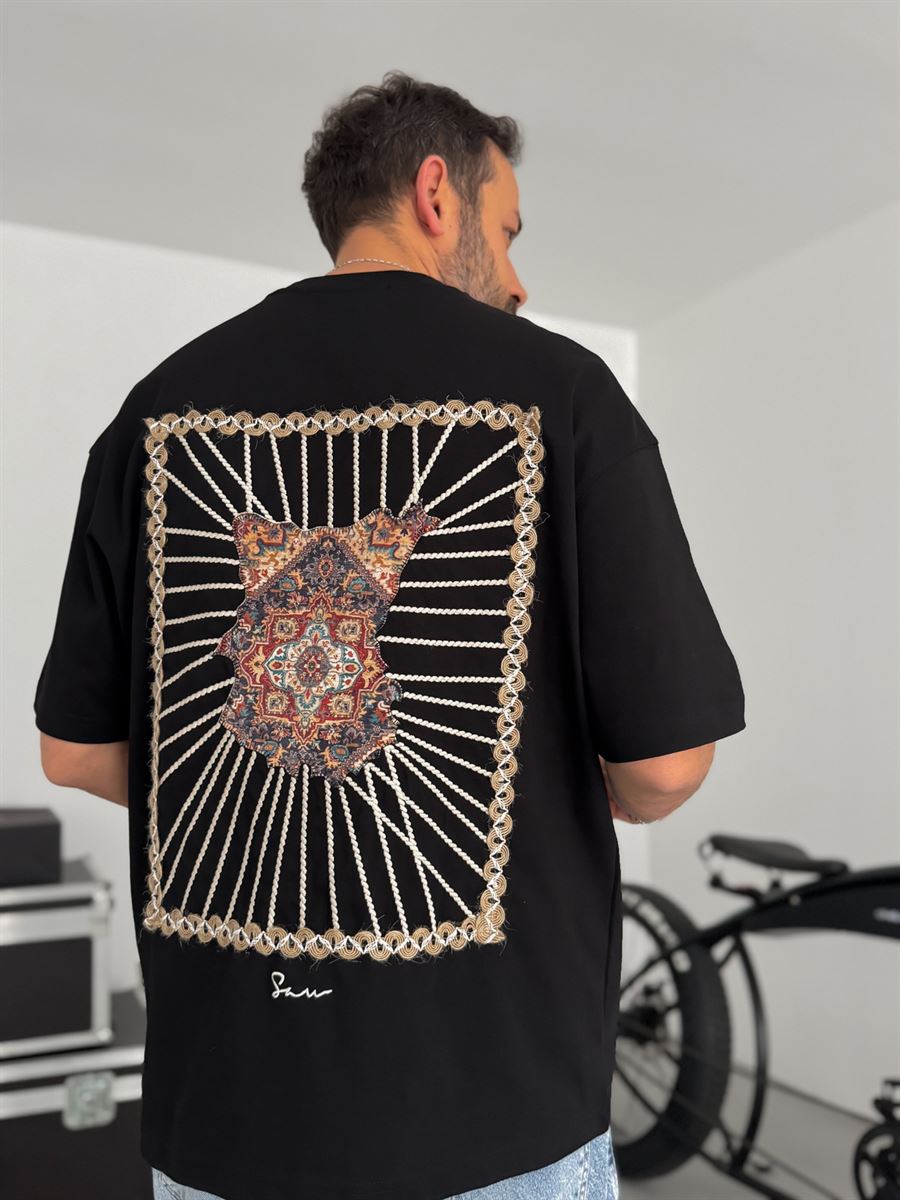 Black Back Mesh Framed Oversize T-Shirt SW-5063