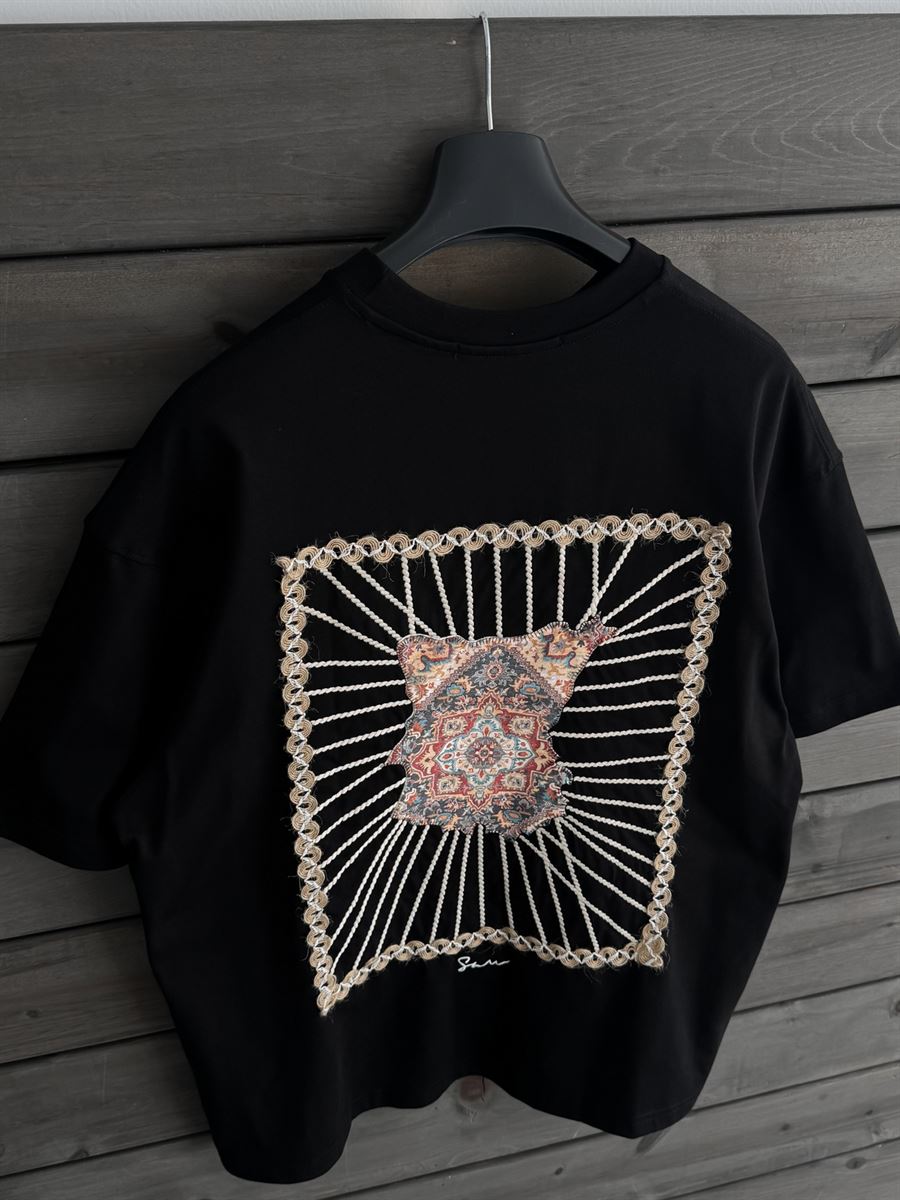 Black Back Mesh Framed Oversize T-Shirt SW-5063
