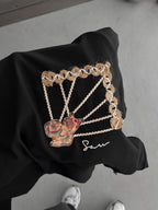 Black Back Mesh Framed Oversize T-Shirt SW-5063
