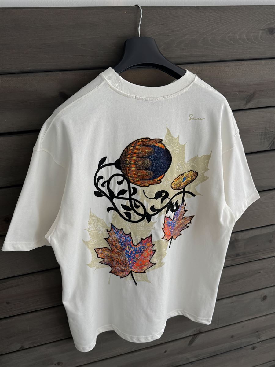 White Leaf Patch Oversize T-Shirt SW-5118
