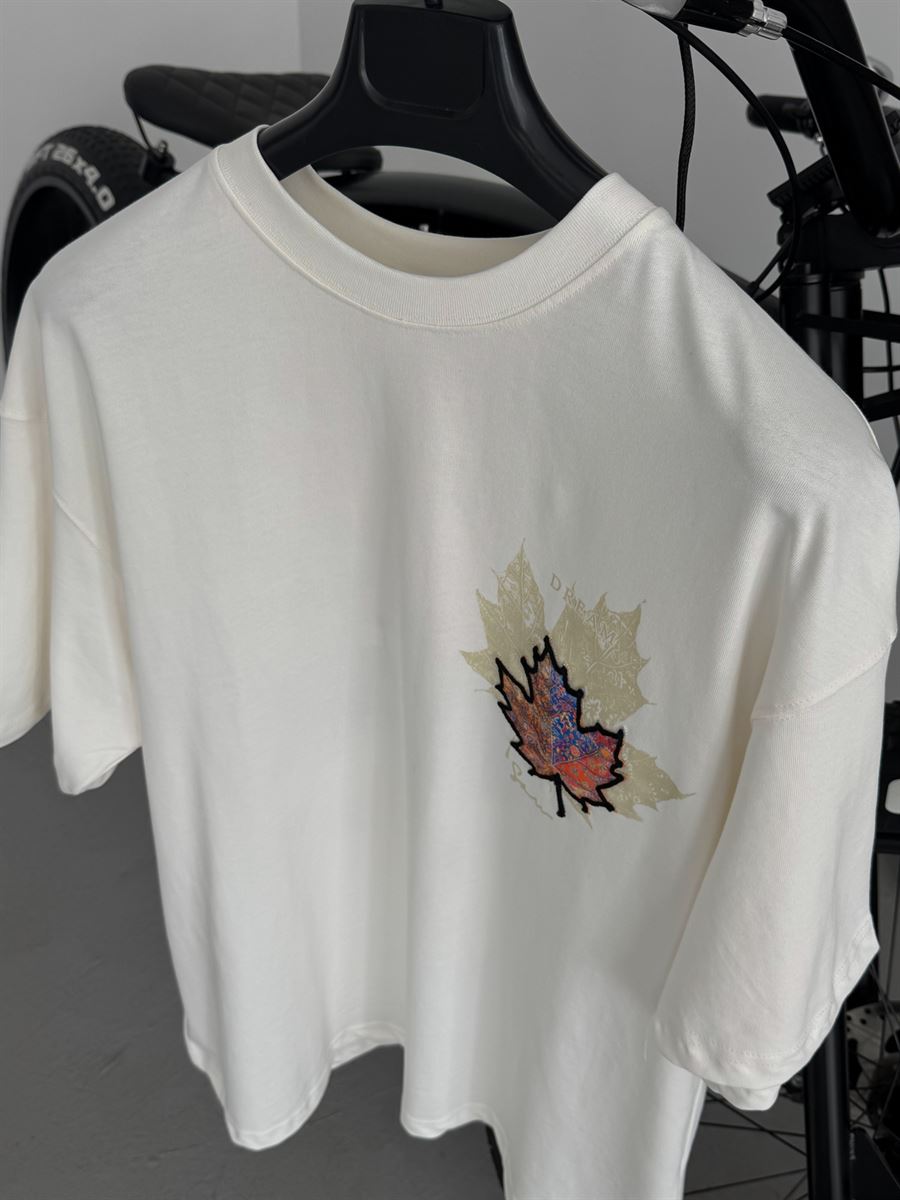 White Leaf Patch Oversize T-Shirt SW-5118