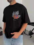 Black Leaf Patch Oversize T-Shirt SW-5118