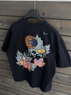 Navy Blue Leaf Patch Oversize T-Shirt SW-5118