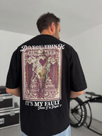 Black Think Back Embossed Oversize T-Shirt TW-1044