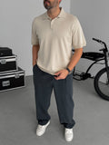Beige Buttoned Knitwear Polo Neck T-Shirt TW-3349