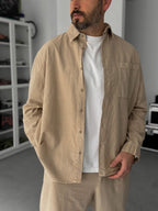 Beige Washed Oversize Shirt with Pockets TW-1039