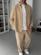 Beige Washed Oversize Shirt with Pockets TW-1039