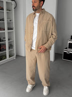 Beige Washed Oversize Shirt with Pockets TW-1039