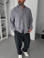 Grey Tencel Wash Oversize Shirt TW-1092