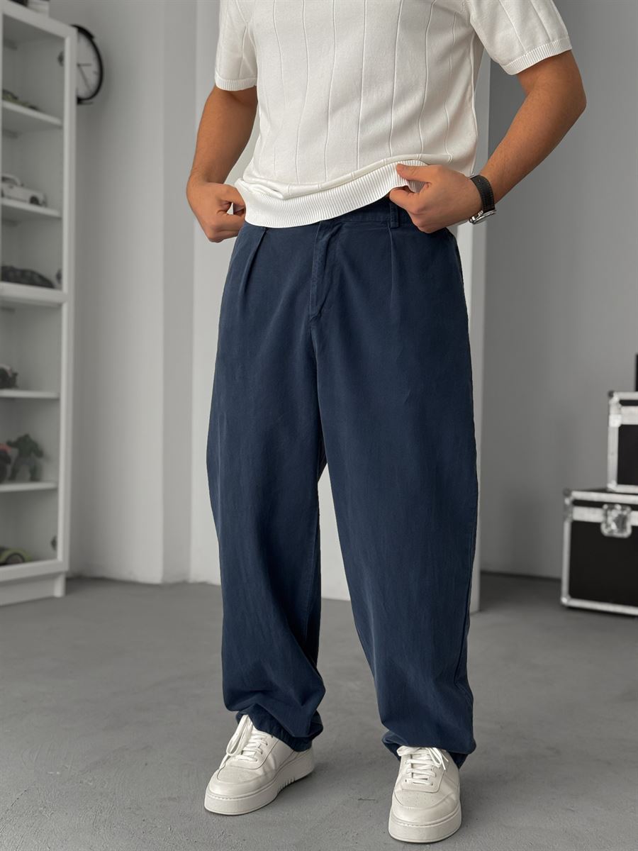 Navy Washed Baggy Pants TW-1040