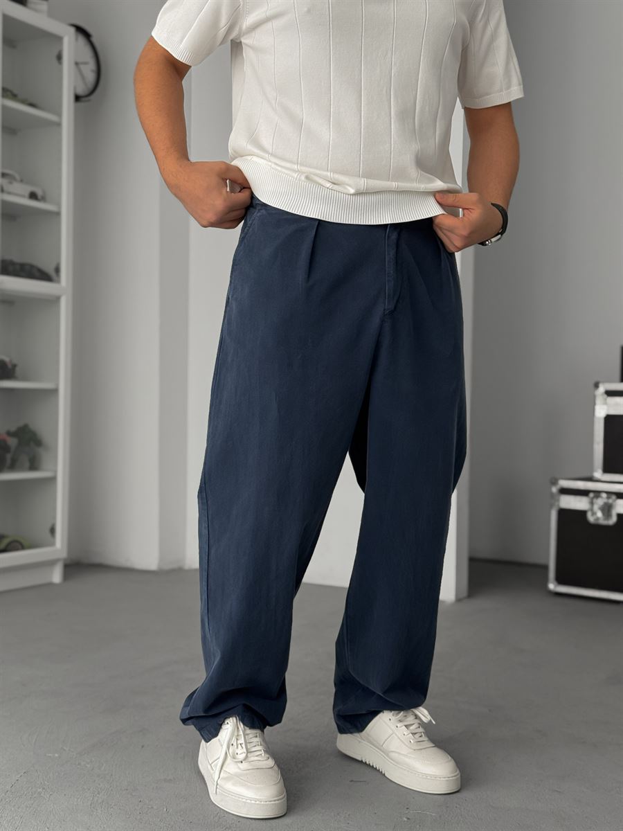 Navy Washed Baggy Pants TW-1040