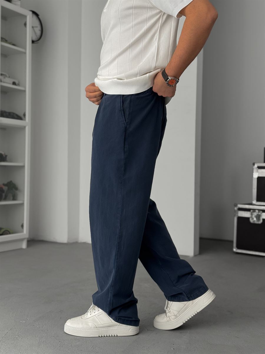 Navy Washed Baggy Pants TW-1040