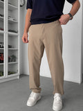 Beige Regular Fit Fabric Trousers TW-7083