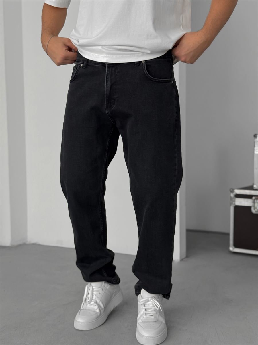 Black Washed Regular Fit Jeans KE-818