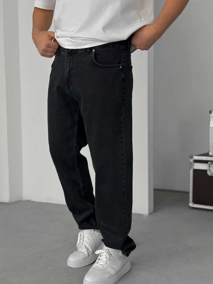 Black Washed Regular Fit Jeans KE-818