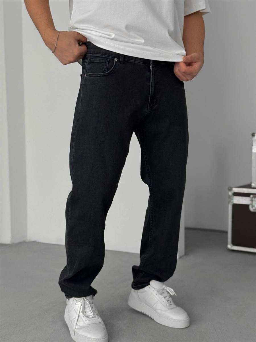 Black Washed Regular Fit Jeans KE-818