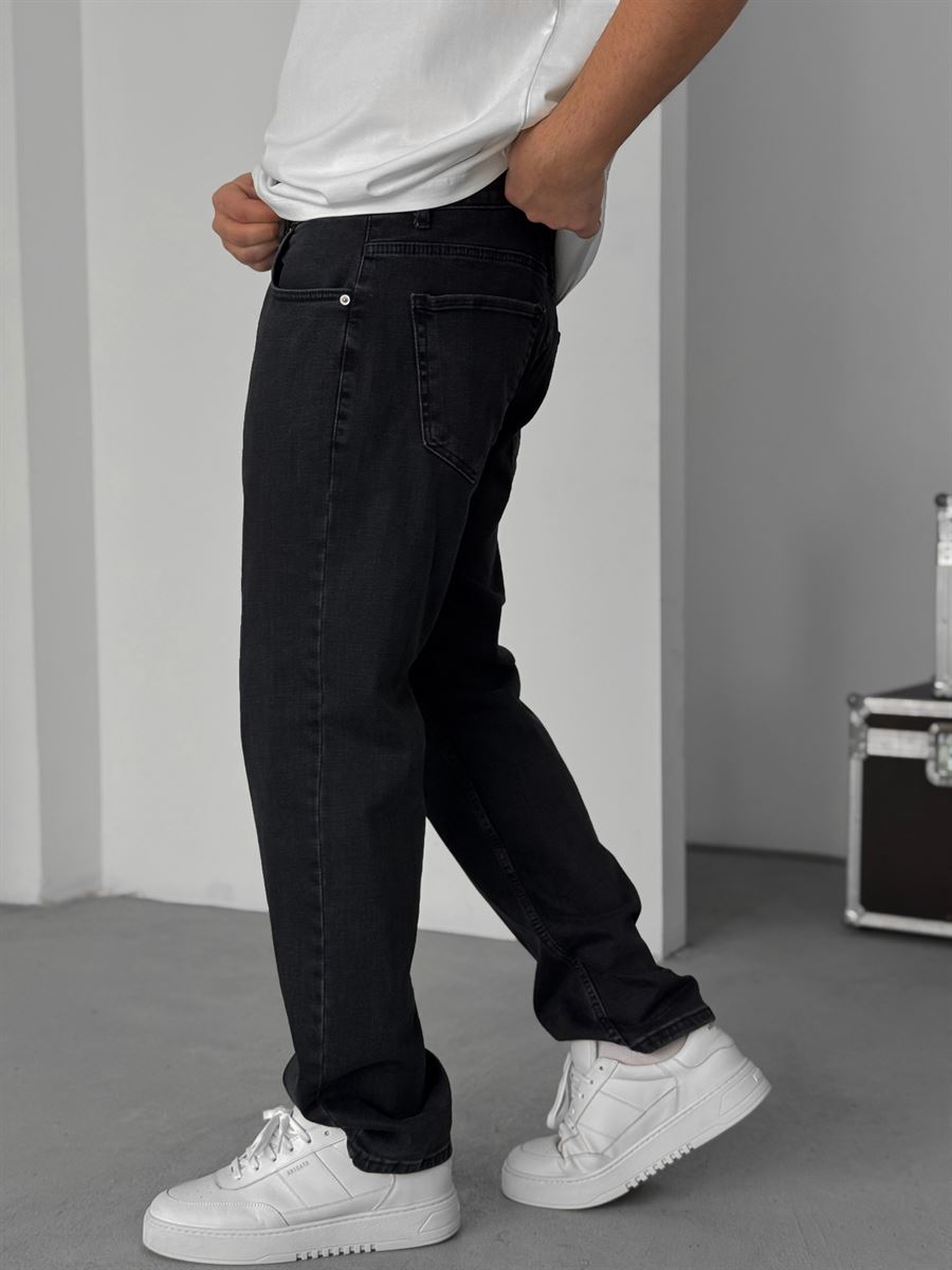 Black Washed Regular Fit Jeans KE-818