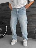 Light Blue Stone Washed Baggy Jeans KE-584