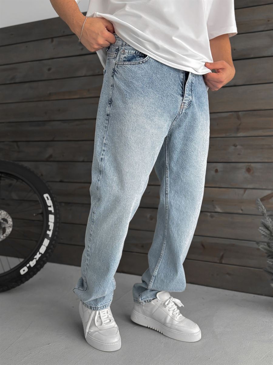 Light Blue Stone Washed Baggy Jeans KE-584