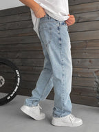Light Blue Stone Washed Baggy Jeans KE-584